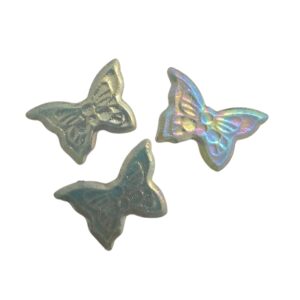 Ceramic Butterflies - Metallic - x 3 - Ice Blue