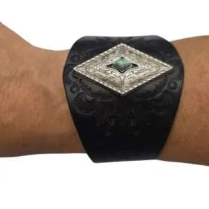 Leather Bracelet - Black Engraved